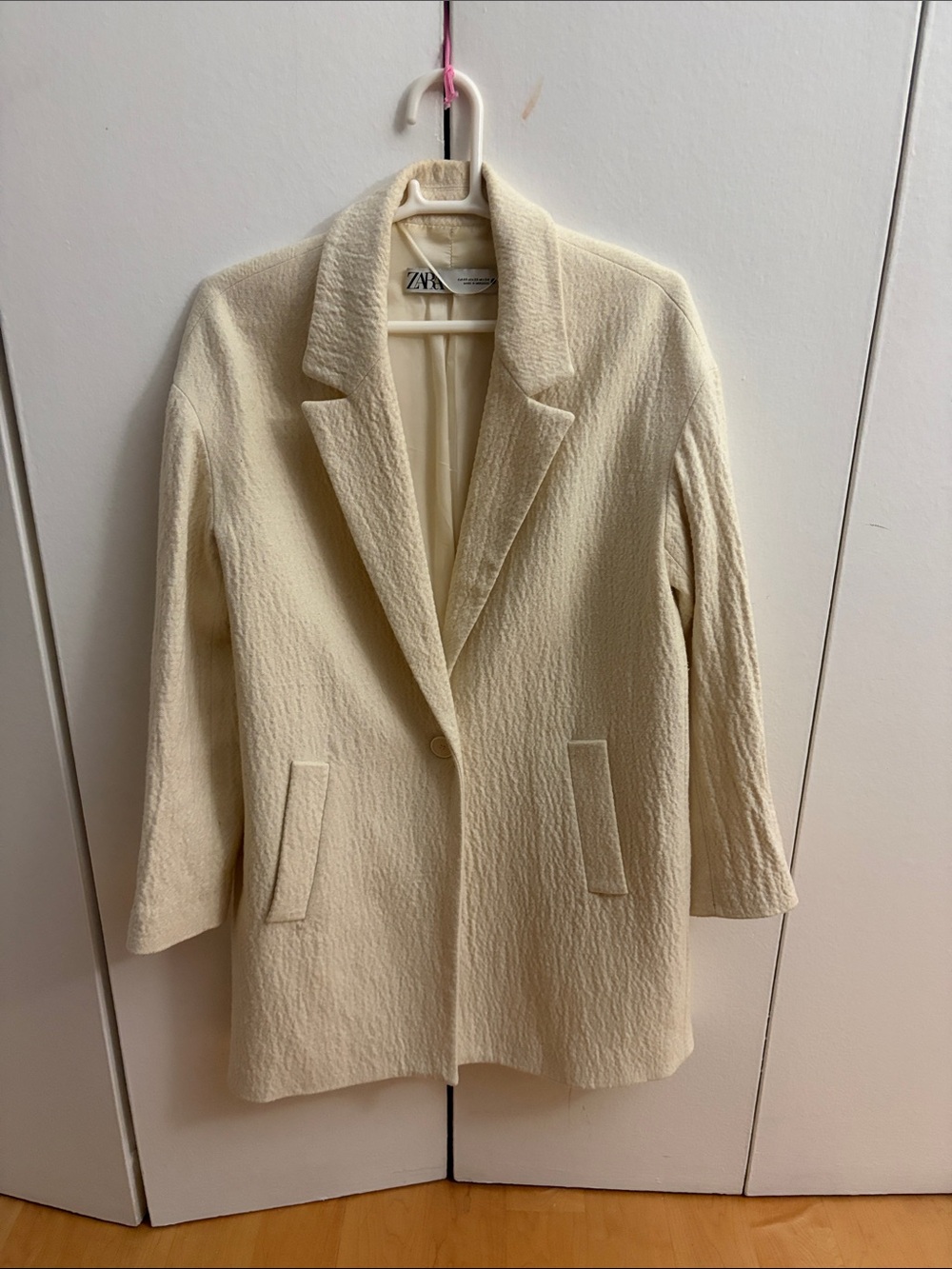 Zara Ivory Textured Open Blazer Jacket